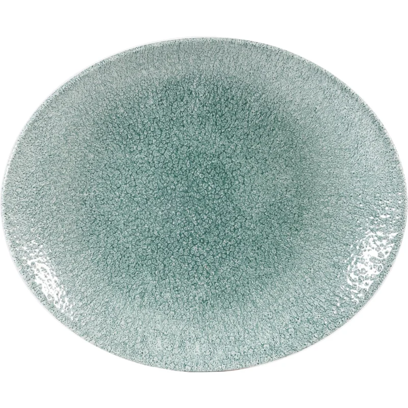CHURCHILL Raku Jade zöld lapos, ovális tányér, hossza 270 mm Expressz kézbesítés