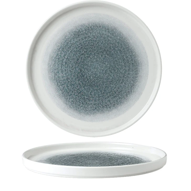 Szezonális akció CHURCHILL Raku Topaz Blue lapos tányér, magasított peremmel, Ø 260 mm