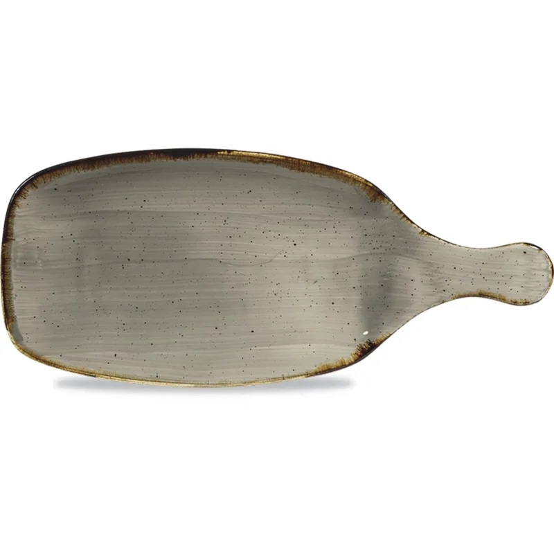 Azonnali szállítás CHURCHILL Stonecast Borsos szürke lapos tányér, fogantyúval, hossza 284 mm