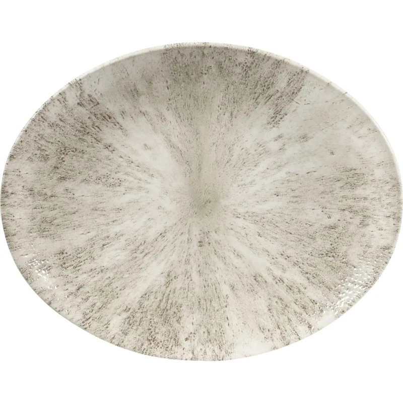 Vásárlói kedvenc CHURCHILL Stone Agate grey lapos tányér, coup, hossza 317 mm