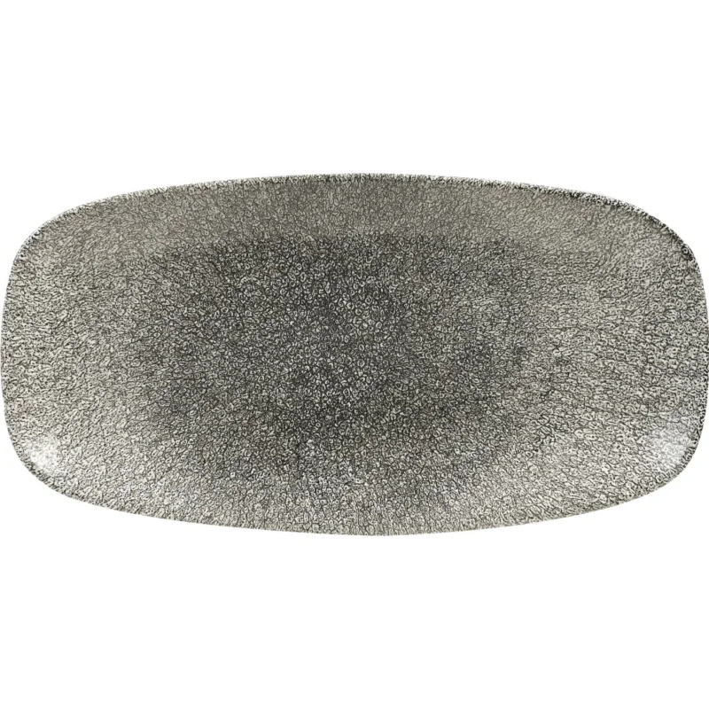 Vásárlói kedvenc Sekély tányér, Churchill Raku Quartz Black, 35,5x18,9 cm