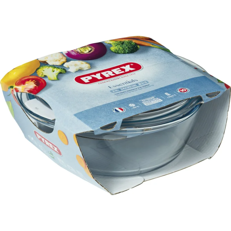 Kerek fazék fedővel, hőálló üveg, Pyrex, 18,5 cm Népszerű