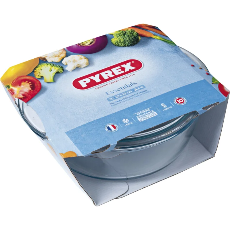Exkluzív ajánlat Kerek fazék fedővel, hőálló üveg, Pyrex, 21,5 cm