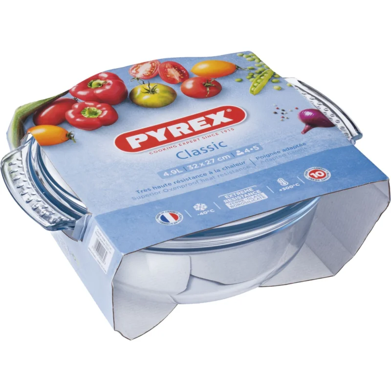 Kerek fazék fedővel, hőálló üveg, 25 cm, Pyrex Kedvezmény