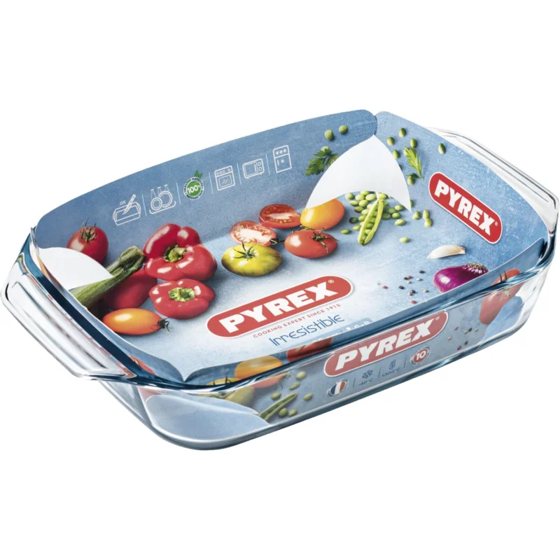 Csak ma Tepsi sütőforma, tűzálló (pirex) üveg, szögletes, Pyrex 39x25 cm