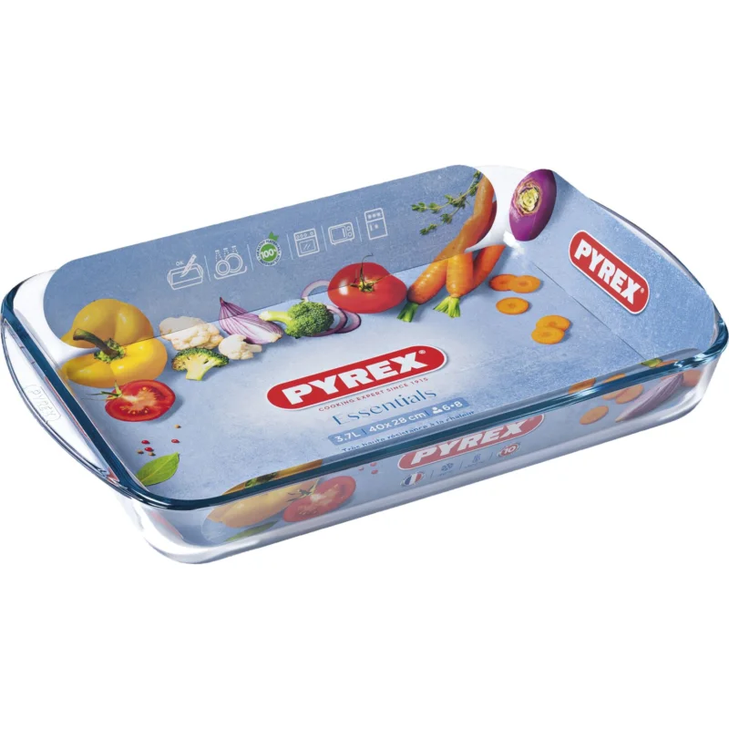 Biztonságos fizetés Tepsi sütőforma, tűzálló (pirex) üveg, szögletes, Pyrex 40x27 cm