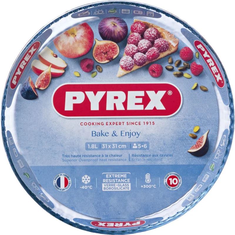 Gyümölcstorta forma, edzett üveg, Pyrex, 30 cm Expressz szállítás
