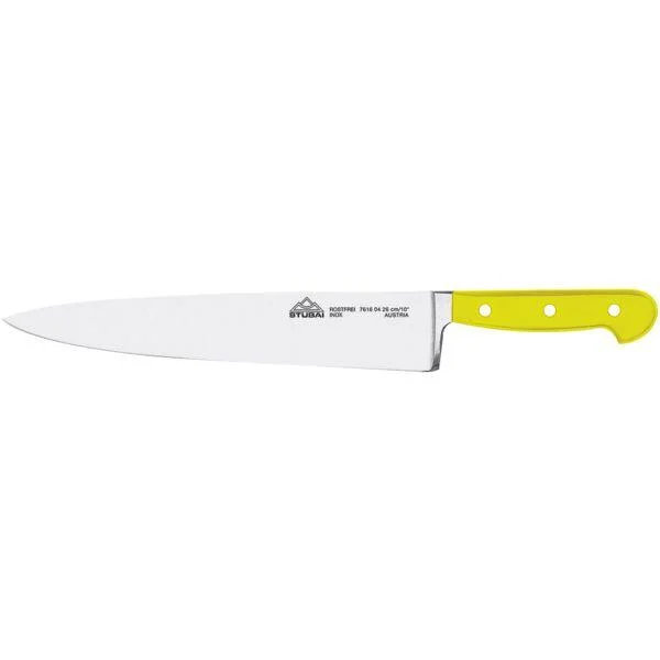 Azonnali szállítás Sárga konyhakés, kovácsolt széles 26 cm penge, Stubai