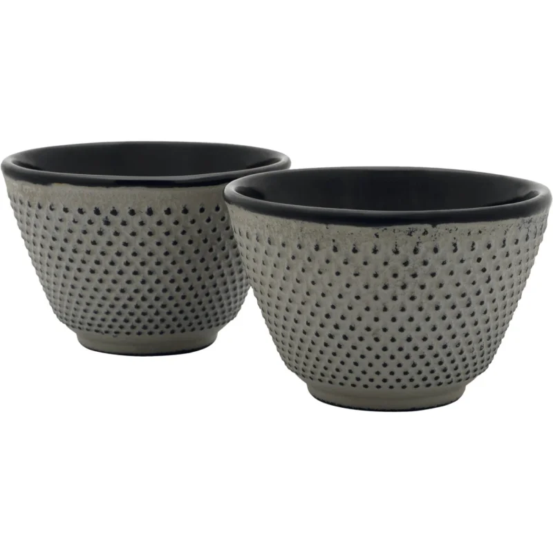 Szuper akció BREDEMEIJER Jang Teáscsészék öntöttvas 100 ml, 2 darabos készlet, magasság 90 mm, hossz 220 mm, szürke
