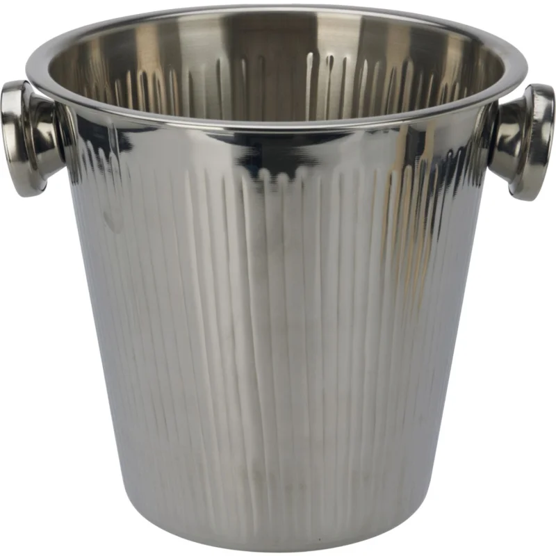 Pezsgőtartó edény, rozsdamentes acél, barázdált, Magasság 210 mm, Hossz 240 mm, Szélesség 210 mm Szezonális akció