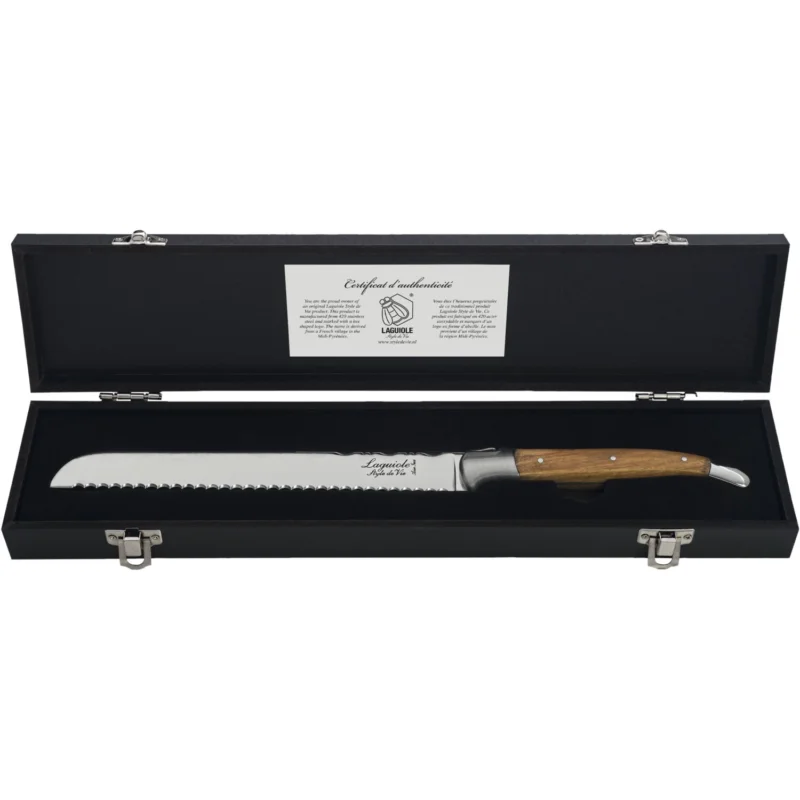 Azonnali szállítás LAGUIOLE Luxury Line Kenyérvágó kés, olívafa markolattal, hossz 340 mm, szélesség 20 mm