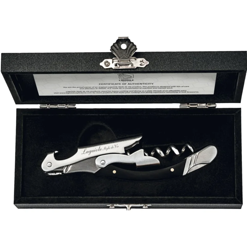 LAGUIOLE Luxury Line Dugóhúzó, fekete ébenfa nyéllel, hosszúság 115 mm, szélesség 30 mm Árengedmény