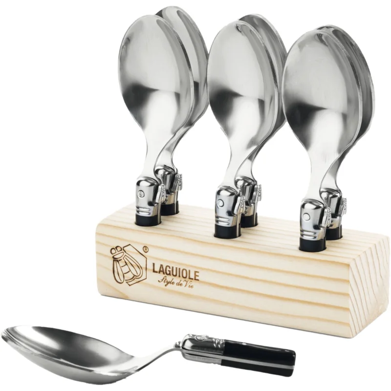Végkiárusítás LAGUIOLE Premium Line Amuse-bouche kanálkák, fekete, 6 darabos készlet, hossza 120 mm, szélessége 37 mm