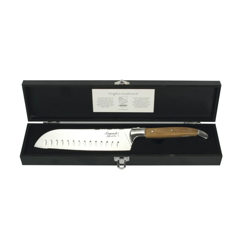 Vásárlói kedvenc LAGUIOLE Luxury Line Santoku kés, olívafa nyéllel, Magasság 40 mm, Hossz 310 mm