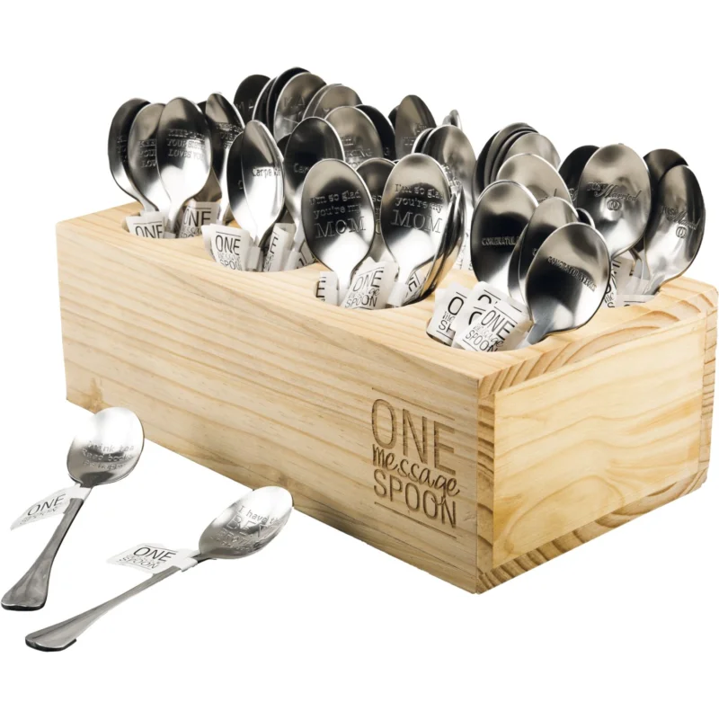 Expressz kézbesítés One Message Spoon Faállvány, 8 nyílással, magasság 90 mm, hossz 280 mm