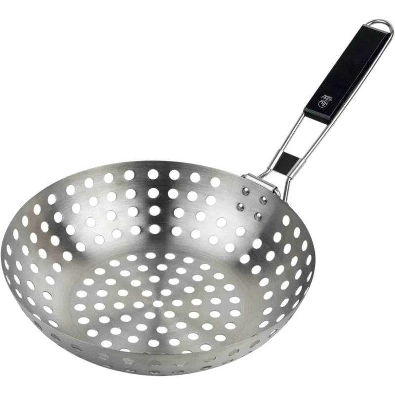 Vásárlói kedvenc LEOPOLD VIENNA Rozsdamentes acél grill wok serpenyő, 28 cm átmérő