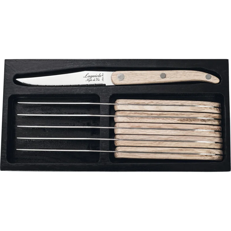 Népszerű Laguiole Innovation Line steakkés készlet, 6 db, tölgyfa