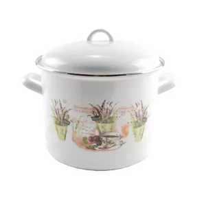 Zománcozott fazék fedővel 24 cm 8,6L "Levendula" Kedvezményes ár