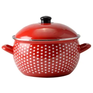 Zománcozott lábas fedővel 24 cm 6 L "Pöttyös" Szezonális akció