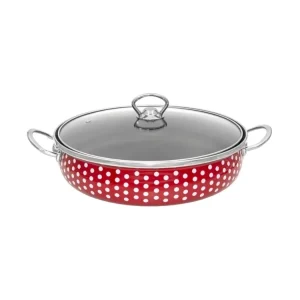 Zománcozott szeletsütő lábas üvegfedővel 26 cm 2 L "Pöttyös" Legkelendőbb
