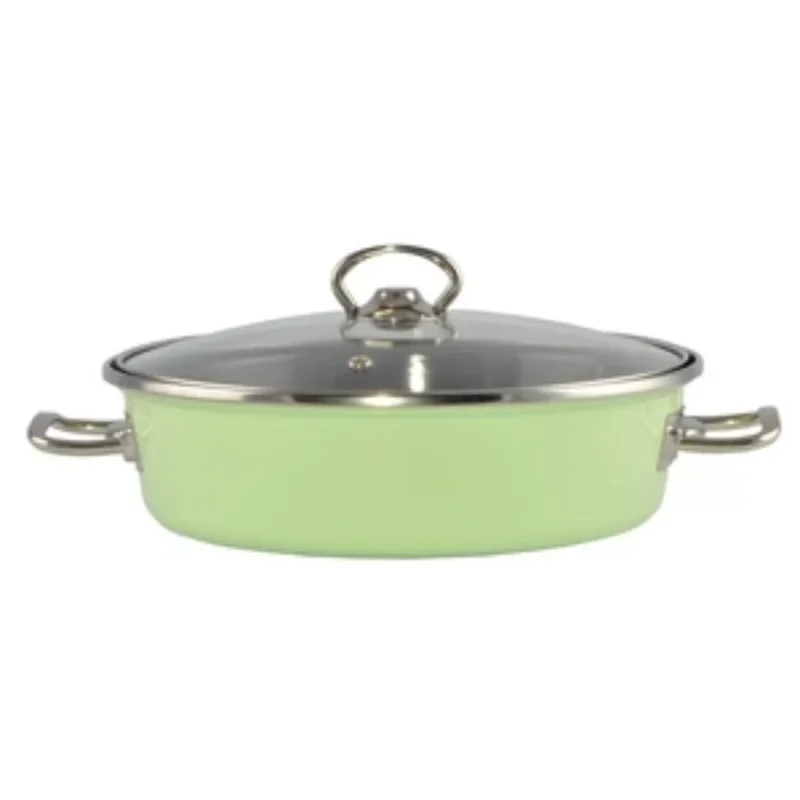 Zománcozott szeletsütő lábas 24 cm + üvegfedő Zöld Elite Szuper ajánlat