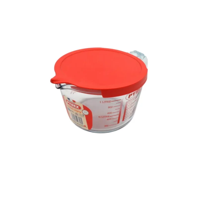 Bestseller Pyrex üveg mérőkancsó műanyag fedővel 1 liter