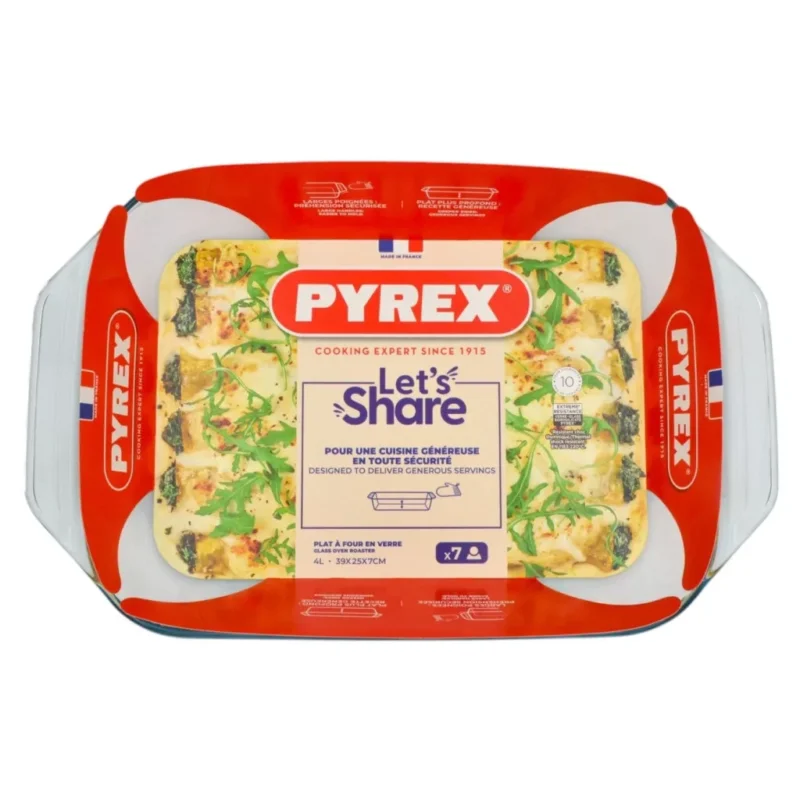 Pyrex Let‘s Share szögletes üveg sütőtál 39 x 25 x 7 cm 4 liter Szezonális akció