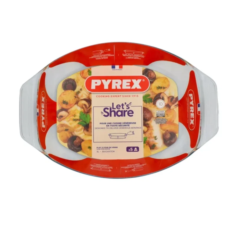 Akció Pyrex Let‘s Share ovális üveg kacsasütő tepsi 35 x 24 x 7 cm 3 liter