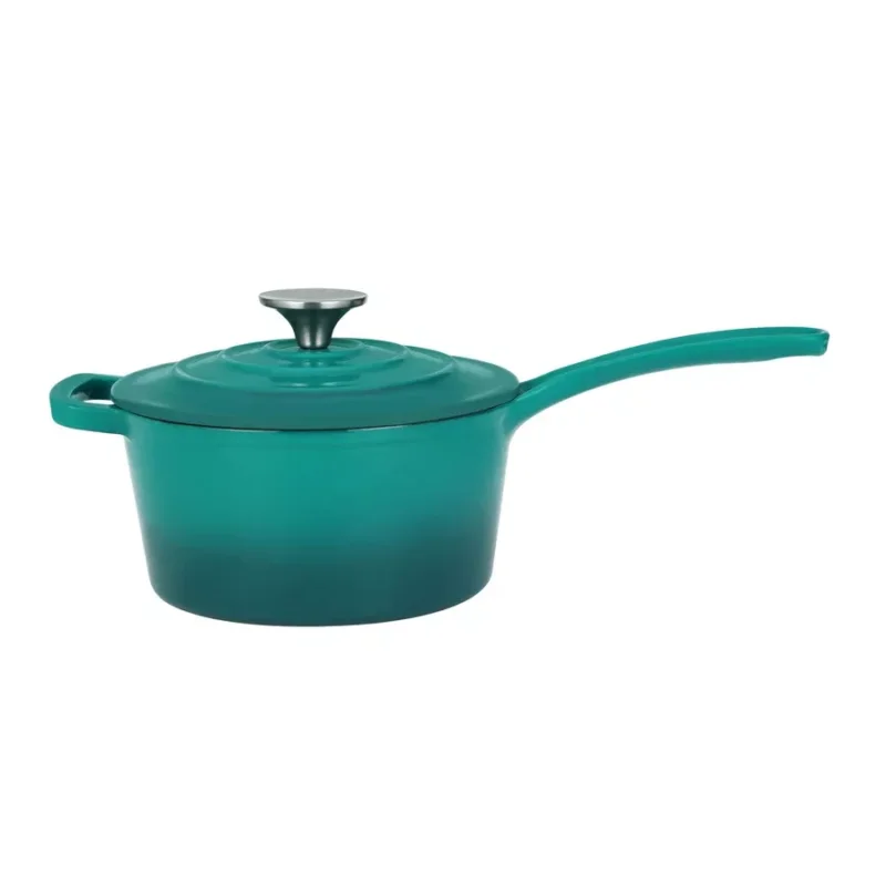 Zománcozott öntöttvas nyeles lábas fedővel 19 cm 1,9L türkiz Gyors szállítás