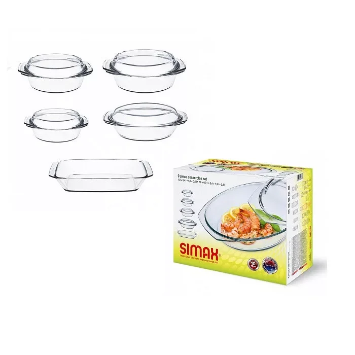Simax hőálló jénai 9 részes szett (1 liter + 1,5 liter + 2liter + 2,4 liter + 2,4liter) Szezonális akció