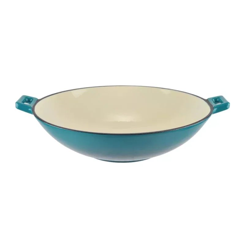 Végkiárusítás Zománcozott öntöttvas wok türkizkék 37 cm