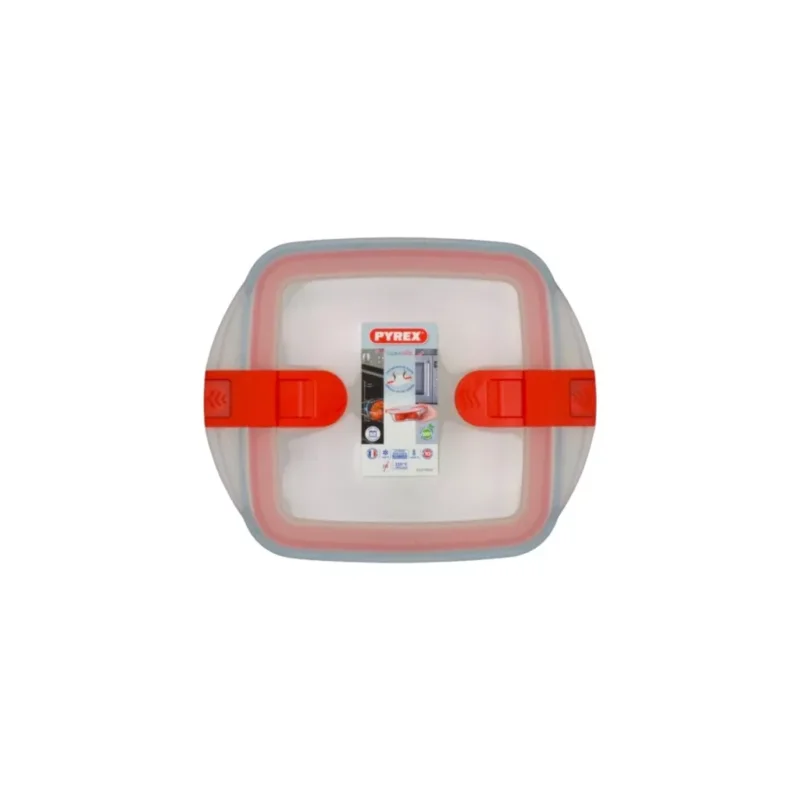 Pyrex Cook & Heat szögletes üveg sütőtál műanyag fedővel 20 x 17 x 6 cm 1 liter Biztonságos vásárlás