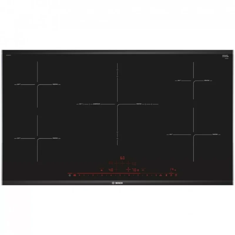 Vedd meg online Bosch PIV975DC1E Beépíthető Indukciós főzőlap Fém keretes, 11100 W, Érintőszenzoros, Gyerekzár, Booster funkció, 3 fázisra köthető