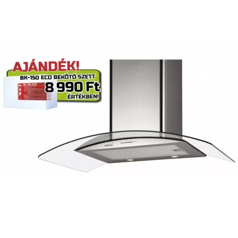 Akció Cata GAMMA GLASS 900 GX/E LED Fali páraelszívó LED világítás 1 db motor,820 m3/h,50-65 dB,90 cm széles,C