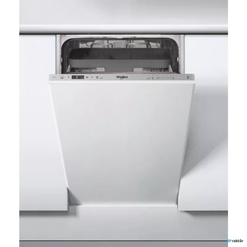 Prémium Whirlpool WSIC 3M27 C Beépíthető mosogatógép, 10 teríték,9 L,7 prog.,47 dB,E,Felső evőeszk.,45 cm,Digit.kijelző,Autom.ajtónyit.