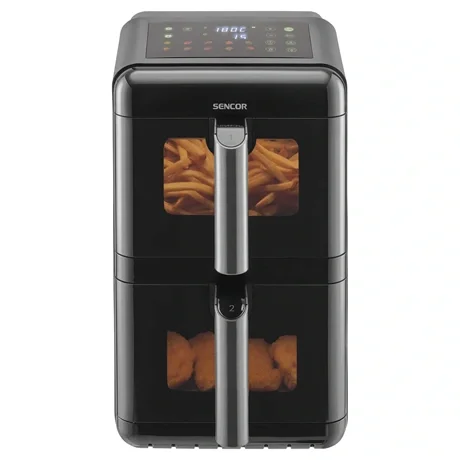 Végkiárusítás Sencor SFR 1250BK forrólevegős sütő dupla 2 x 5,8 l