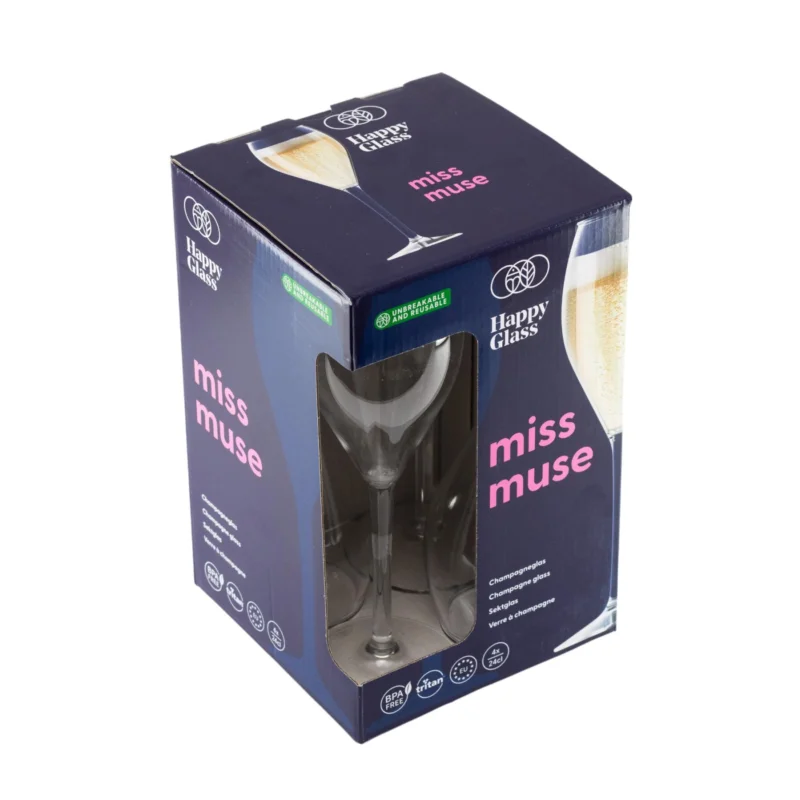 Vedd meg most HappyGlass Miss Muse törhetetlen pezsgőspohár, 24 cl, BPA mentes, élelmiszeripari minőség, 4 db / szett
