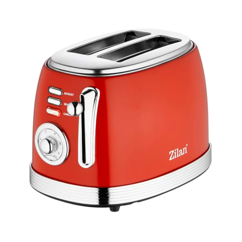 Zilan ZLN7040 retró kenyérpirító, 850 W, 6 fokozat, 2 szeletes, STOP funkció, piros Exkluzív ajánlat