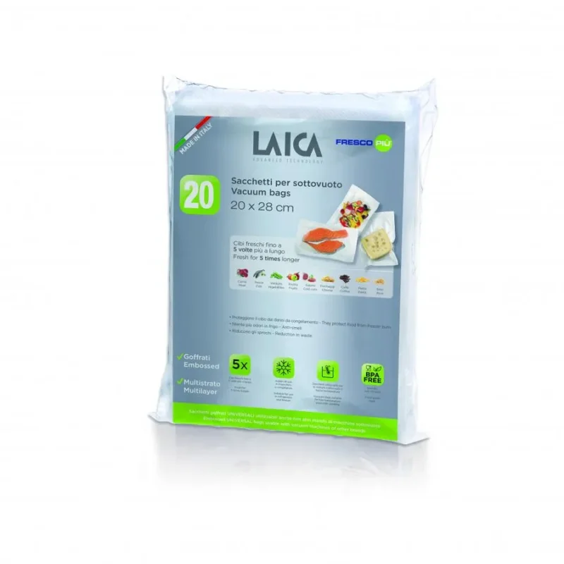Korlátozott ajánlat Laica légcsatornás vákuum csomagoló tasak, BPA mentes, 20 x 28 cm, 20db (VT36050)