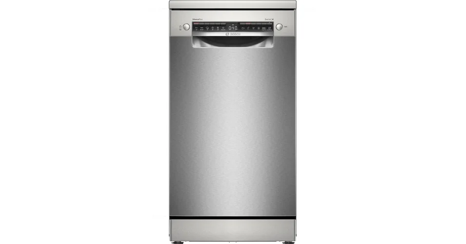 BOSCH SPS4HMI13E Szabadonálló mosogatógép , Serie 4 , Home Connect , Szálcsiszolt acél , 10 teríték , D , 6 program , 6 opció , Hőcserélős kondenzációs szárítás , 44 dB(A) Akció