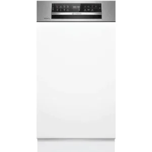 BOSCH SPI6EMS21E Beépíthető keskeny mosogatógép, Serie 6, Home Connect, Nemesacél, 10 teríték, B, 8 program, 6 opció, Nagyméretű LED kijelző VarioFlex Pro kosárrendszer, VarioDrawer Pro, 8,7 l, 44 dB(A) Prémium