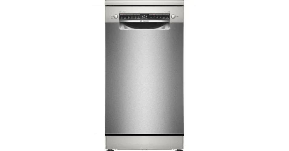 BOSCH SPS6EMI21E Szabadonálló keskeny mosogatógép, Serie 6, Home Connect, Nemesacél, 10 teríték, B, 8 program, 6 opció, Nagyméretű LED kijelző, VarioFlex Pro kosárrendszer, VarioDrawer Pro, 8,7 l, 44 dB(A) Alacsony ár