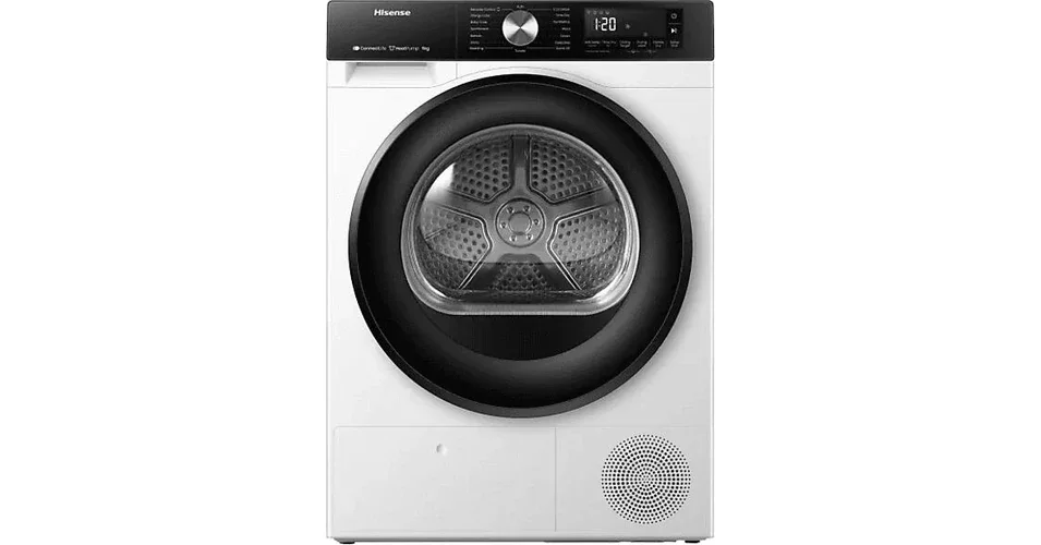 Szuper akció Hisense DH3S902BW3 Szárítógép, 9 kg / 125l, "C" , LED képernyő érintőgombokkal, TwinFlow kétirányú levegőbefújás, WIFI ConnectLife alkalmazás,AntiCrease gyűrődésmentesítő funkciók Dobvilágítás,