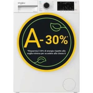 WHIRLPOOL WAM09WBEE Elöltöltős gőzfunkciós mosógép HomeWhiz távoli eléréssel, "A-30%" 1400 f, 10kg , csendes inverter motor , nagyméretű digitális kijelző, 6. Érzék funkció FreshCare+ . Árengedmény