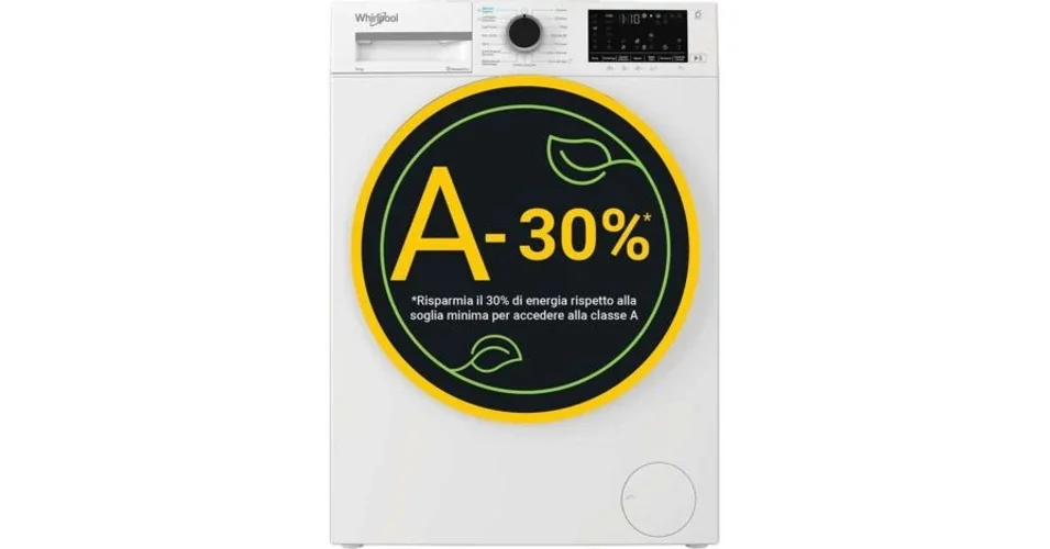 WHIRLPOOL WAM09WBEE Elöltöltős gőzfunkciós mosógép HomeWhiz távoli eléréssel, "A-30%" 1400 f, 10kg , csendes inverter motor , nagyméretű digitális kijelző, 6. Érzék funkció FreshCare+ . Árengedmény