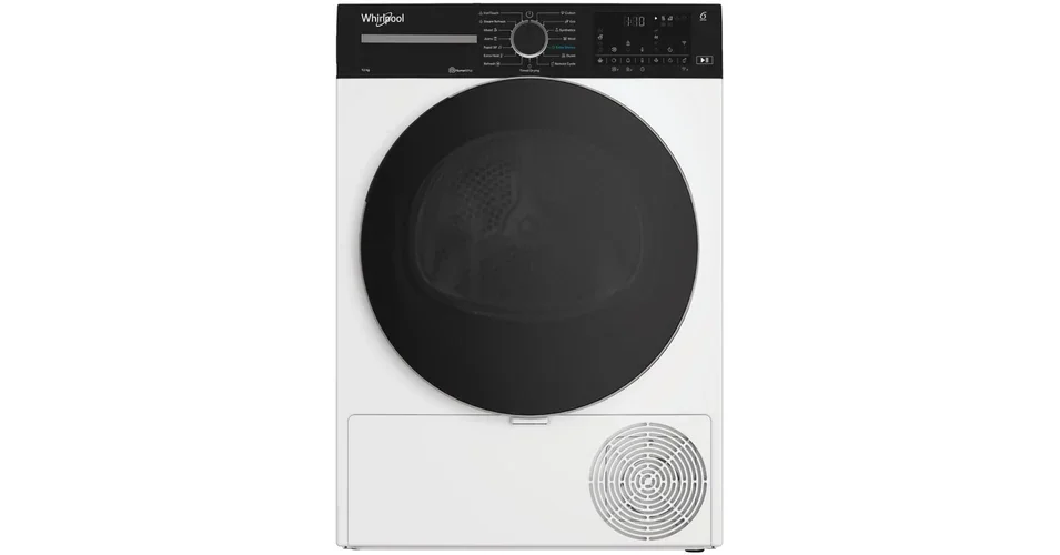 WHIRLPOOL WPE12XWBSEE Hőszivattyús szárítógép Inverter motorral, IronTouch gőztechnológiával és HomeWhiz távoli eléréssel, "E" , 12kg , nagy digitális kijelző, 6. Érzék PrecisionDry funkció. Dobvilágítás. Steam Refresh gőzfrissítés Biztonságos vásárlás
