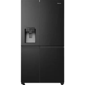 Azonnal elérhető Hisense RS818N4TFC Side by side hűtőszekrény C,417L/215L,Nofrost, víz- jégadagoló,91x179x73, prémium fekete