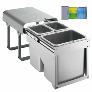 Végkiárusítás Ekotech EKKO FRONT 40szekrénybe szerelhető szemetes 365 mmmagas 3 vödrös kivitel